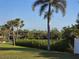 Beautiful backyard featuring lush green grass, tropical palms, and waterfront views at 4254 Bur St, Port Charlotte, FL 33948