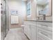 Bathroom features a glass shower, vanity with drawers, and granite countertop at 17122 Barcrest Ln, Punta Gorda, FL 33955