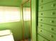 Bedroom with bright green walls, a mirrored closet, and a tall dresser at 5233 Palena Blvd, North Port, FL 34287