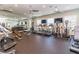 Community gym featuring treadmills, elliptical machines, free weights, and mirrored wall at 25120 E Lenox Cir, Punta Gorda, FL 33950