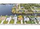 Aerial shot of a waterfront home with a pool and private dock on a scenic canal at 18536 Alphonse Cir, Port Charlotte, FL 33948