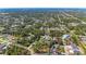 Wide aerial shot showing a neighborhood with many swimming pools and lush trees at 1333 Mendavia Ter, North Port, FL 34286