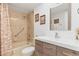 Bathroom with a shower/tub combo, single sink vanity, and tiled flooring at 1344 Rock Dove Ct # D102, Punta Gorda, FL 33950