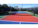 Outdoor pickleball court with net surrounded by lush landscaping, offering a vibrant recreational space at 14081 Heritage Landing Blvd # 232, Punta Gorda, FL 33955