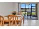 Close up on the dining area that overlooks the pond and fountain at 25100 Sandhill Blvd # R104, Punta Gorda, FL 33983