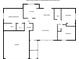 Simple floor plan layout of a house with a kitchen, living room, primary bedroom, garage, and screened porch at 1702 Rice Ter, North Port, FL 34286