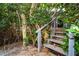 Rustic stairs lead down to the waterfront through lush greenery, adding a natural charm to the property at 231 Winson Ave, Englewood, FL 34223