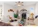 Comfortable living room featuring neutral colors, vaulted ceilings, and clerestory windows at 3816 N Cranberry Blvd, North Port, FL 34286