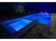 A luxurious in-ground pool and spa illuminated with ambient lighting for evening enjoyment at 14029 Cain Ave, Port Charlotte, FL 33953