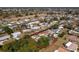 Aerial view of house with screened-in lanai and mature trees in a quiet neighborhood at 2550 Ivanhoe St, Port Charlotte, FL 33952