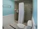 Bathroom featuring a shower/bath combo with mosaic tiles, and a pedestal sink at 61 Caddy Rd, Rotonda West, FL 33947
