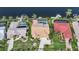 An aerial view highlights property location on waterfront featuring private pool and dock at 494 Monaco Dr, Punta Gorda, FL 33950