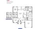 Detailed floor plan showcases a four-bedroom, two-bath layout with an open concept living area, kitchen, and garage at 5154 Gibson Ln, Port Charlotte, FL 33981