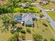 Wide aerial view of a home with a screened pool, lush landscaping, and surrounding neighborhood at 5126 Richmond Ter, North Port, FL 34287