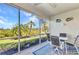 Relaxing screened patio with four chairs and a table overlooking a lush, tropical landscape at 3393 Grand Vista Ct # 101, Port Charlotte, FL 33953