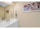 Bathroom with single sink, a mirror, and decorative art on the walls at 25188 Marion Ave # 1015, Punta Gorda, FL 33950