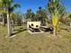 Community picnic area with multiple tables and grill surrounded by mature trees and lush greenery at 4072 Oakview Dr # C5, Punta Gorda, FL 33980