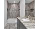 Bathroom featuring a shower and tub combo, stylish tilework, and granite vanity at 535 Milus St, Punta Gorda, FL 33950