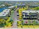 Aerial view of a condo community with waterway views and parking garages at 601 Shreve St # 62A, Punta Gorda, FL 33950