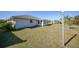 Backyard with screened in pool, canal views, and mature landscaping at 13632 Clara Ln, Port Charlotte, FL 33981