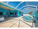 Beautiful pool with attached spa with screened enclosure, and spacious lounge area at 1563 Arundel Ave, North Port, FL 34288