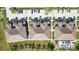 Aerial view shows a rooftop and parking, a community pool and well-maintained landscaping at 17288 Acapulco Rd # 411, Punta Gorda, FL 33955