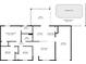 Detailed floor plan showcasing a primary bedroom, a living room, kitchen and pool with screened porch at 3436 Discovery Dr, Punta Gorda, FL 33983