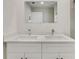 Stylish bathroom vanity featuring double sinks, modern faucets, and a framed mirror at 4517 Meager Cir, Port Charlotte, FL 33948