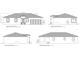 Architectural elevations showcasing the front, side, and rear views of the home design at 4517 Meager Cir, Port Charlotte, FL 33948