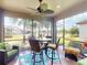 Enclosed lanai showcasing outdoor seating and serene lake views at 2436 Arugula Dr, North Port, FL 34289