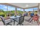 Relaxing screened-in lanai featuring seating, a ceiling light, and views of the lush backyard at 1808 Kings Gate Ct, Punta Gorda, FL 33980
