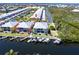 Waterfront community with docks and private boat slips are highlighted in this aerial view at 2002 Bal Harbor Blvd # 1022, Punta Gorda, FL 33950