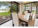 Cozy dining area with a large table, comfortable seating, and a view of the serene outdoor landscape at 238 Southampton Dr # 319, Venice, FL 34293