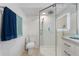 Bathroom showcasing glass shower with a rainfall shower head and modern white vanity at 2308 Harbour Dr, Punta Gorda, FL 33983