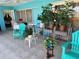 Spacious patio with blue walls, tile flooring, and comfortable seating at 25472 Tevesine Ct, Punta Gorda, FL 33983