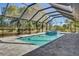 Beautiful in-ground pool with screened enclosure providing clear view of private backyard at 7344 Manthey Ave, North Port, FL 34291