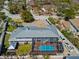 Stunning aerial view of a home with a screened-in pool and lush landscaping at 6112 Gnarled Oak Dr, Englewood, FL 34223