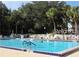 Outdoor pool with refreshing clear water, surrounded by patio area, mature palms and leafy trees at 409 Ricold Ter, Port Charlotte, FL 33954