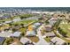 Scenic aerial view of home near a tranquil pond, surrounded by well-maintained lawns and landscaping at 1848 Birmingham Blvd, Port Charlotte, FL 33980