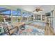 Enclosed sunroom featuring a view of the pool and waterfront canal at 4114 Yucatan Cir, Port Charlotte, FL 33948