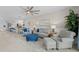 Open-concept living room boasts stylish furniture, decor, and seamless flow into the well-appointed kitchen at 14281 Heritage Landing Blvd # 1418, Punta Gorda, FL 33955