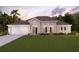 Beautiful single-story home showcasing a well-manicured lawn, two car garage, and neutral stucco at 390 Mendoza St, Punta Gorda, FL 33983