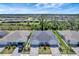 Aerial view of the neighborhood with houses, palm trees, green spaces, and blue skies in a planned community at 1796 W Palms Dr, Port Charlotte, FL 33953