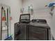 Laundry room features modern front loading black washer and dryer at 1796 W Palms Dr, Port Charlotte, FL 33953