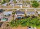 Aerial view of the property showcasing the home, screened pool, and surrounding neighborhood at 3078 Mancini Ter, Punta Gorda, FL 33983