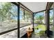 Inviting screened patio features a comfortable wicker chair and serene outdoor views at 4022 Beaver Ln # 500C, Port Charlotte, FL 33952