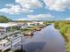 Waterfront homes with private docks along a calm canal under a bright sky at 724 Blackburn Blvd, North Port, FL 34287