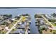 Aerial view showcasing the waterfront property with direct canal access at 12387 Minot Ave, Port Charlotte, FL 33981