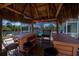 Inside the tiki hut with views of the pool and waterfront seating at 4238 Gardner Dr, Port Charlotte, FL 33952