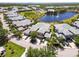 Beautiful aerial view showcases townhomes with landscaped yards and a serene lake at 25559 Heritage Lake Blvd # 25, Punta Gorda, FL 33983